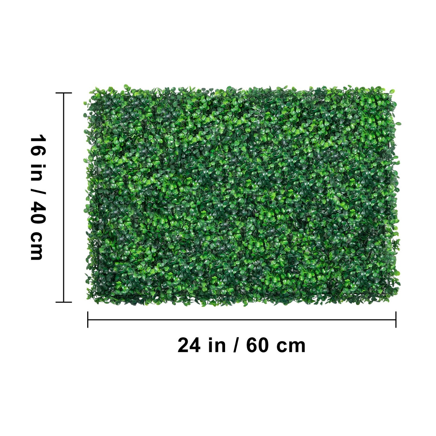 Konstgjord Buxbom Panel 24" X 16" UV 24st Buxbom Hedge Väggpaneler Konstgräs Bakgrundsvägg 4 cm Grönt gräs vägg, falsk häck för inredning Sekretess staket inomhus, utomhus trädgård bakgård