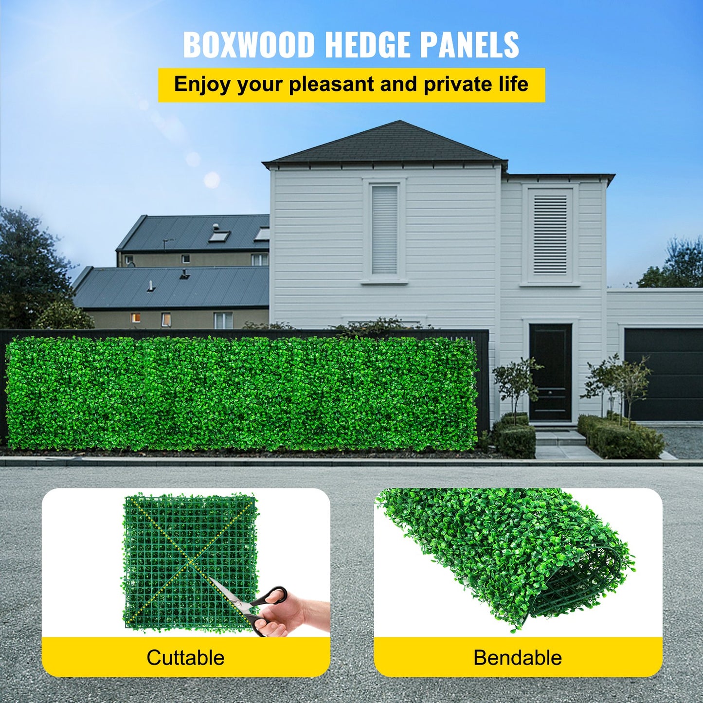 Artificial Boxwood Panel UV 48pcs Boxwood Hedge Wall Panels Artificial Grass Background Wall 10X10" 4cm Green Grass Wall Fake Hedge for Decor Privacy Fence Indoor Outdoor Garden Backyard