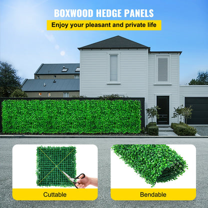 Artificial Boxwood Panel UV 48pcs Boxwood Hedge Wall Panels Artificial Grass Background Wall 10X10" 4cm Green Grass Wall Fake Hedge for Decor Privacy Fence Indoor Outdoor Garden Backyard