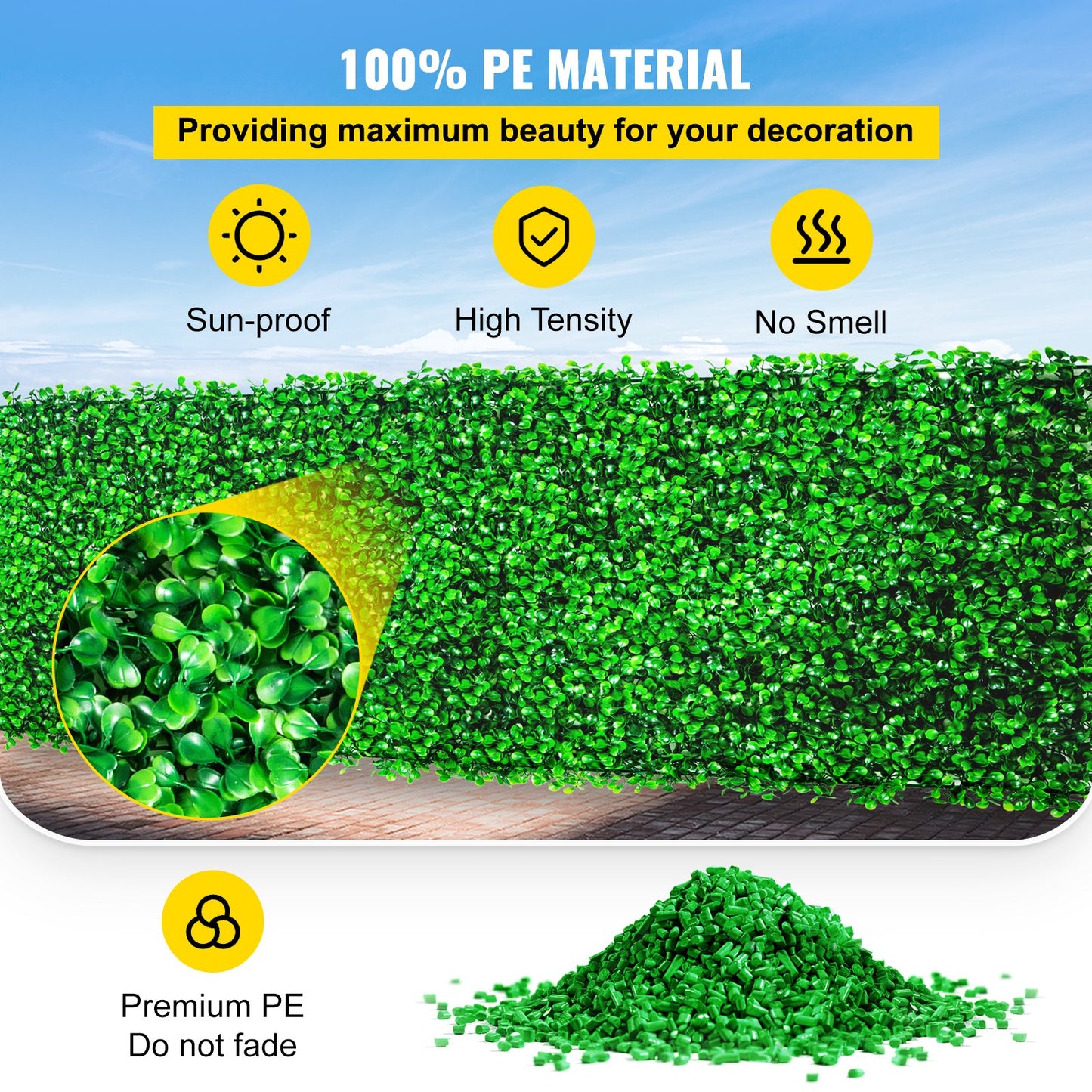 Artificial Boxwood Panel UV 48pcs Boxwood Hedge Wall Panels Artificial Grass Background Wall 10X10" 4cm Green Grass Wall Fake Hedge for Decor Privacy Fence Indoor Outdoor Garden Backyard