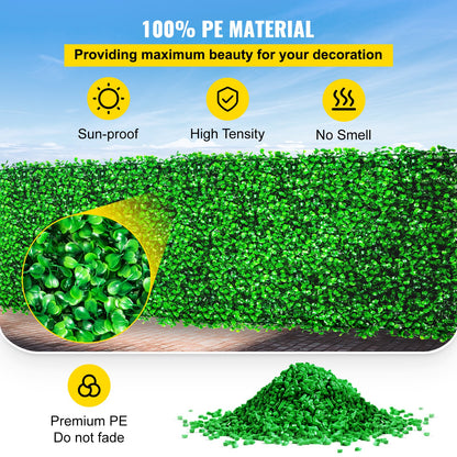 Artificial Boxwood Panel UV 48pcs Boxwood Hedge Wall Panels Artificial Grass Background Wall 10X10" 4cm Green Grass Wall Fake Hedge for Decor Privacy Fence Indoor Outdoor Garden Backyard