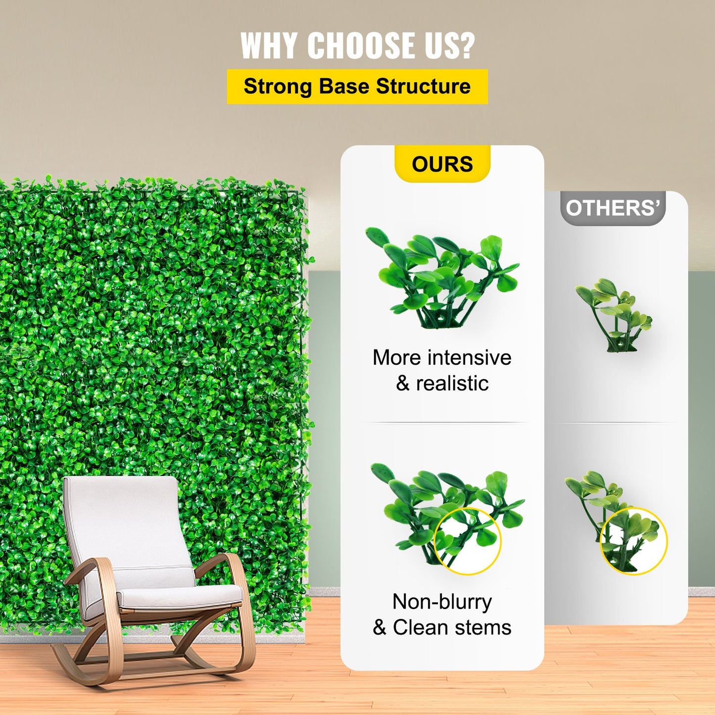 Artificial Boxwood Panel UV 48pcs Boxwood Hedge Wall Panels Artificial Grass Background Wall 10X10" 4cm Green Grass Wall Fake Hedge for Decor Privacy Fence Indoor Outdoor Garden Backyard