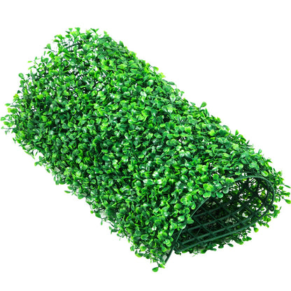 Artificial Boxwood Panel UV 48pcs Boxwood Hedge Wall Panels Artificial Grass Background Wall 10X10" 4cm Green Grass Wall Fake Hedge for Decor Privacy Fence Indoor Outdoor Garden Backyard