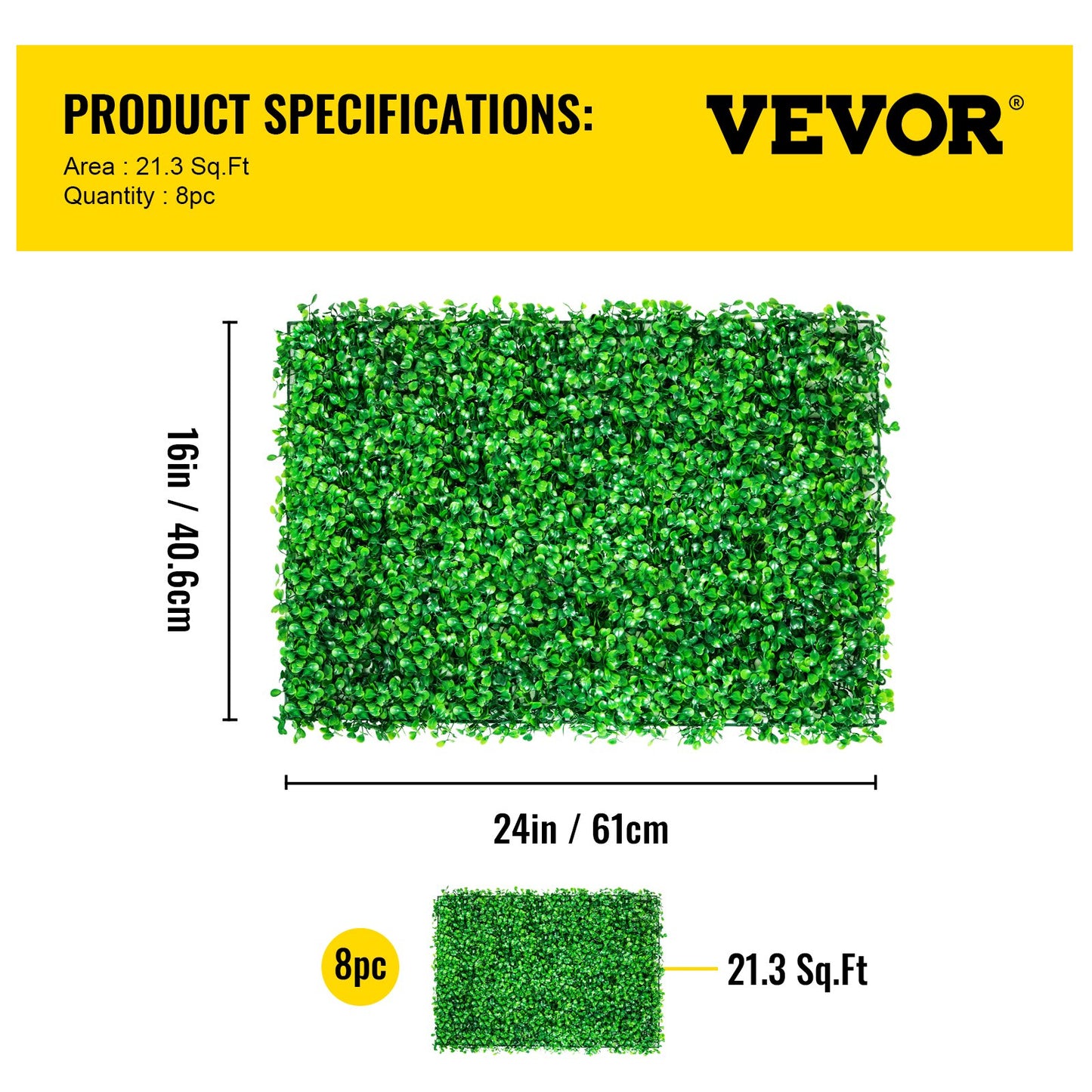 Artificial Boxwood Panel UV 8pcs Boxwood Hedge Wall Panels Artificial Grass Background Wall 24X16" 4cm Green Grass Wall, Fake Hedge for Decor Privacy Fence Indoor Outdoor Garden Backyard