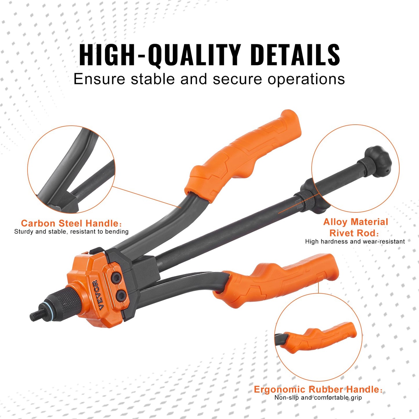 Nitmutterverktyg, 14” Rivnut Tool Kit med 7 ST Metriska och SAE dorn, 70 ST Assorted Nit Mutter, 10-24, 1/4-20, M6, 5/16-18, M8, 3/8-16, M10, Nitmuttersats med robust bärväska