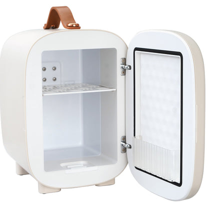 Mini Fridge, 4L/6 Cans Compact Personal Fridge, AC/DC Portable Thermoelectric Cooler and Warmer Refrigerator, Skin Refrigerator for Drinks, Snacks, Home, Office and Car, CE Marked (White)