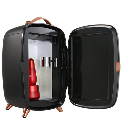 Mini Fridge, 6L/8 Cans Compact Personal Fridge, AC/DC Portable Thermoelectric Cooler and Warmer Refrigerator, Skincare Refrigerator for Drinks, Snacks, Home, Office and Car, CE Marked (Black)
