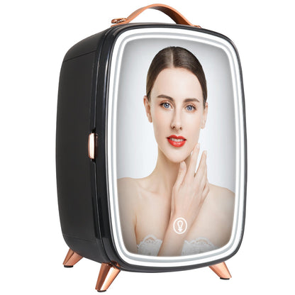 Mini Fridge, 6L/8 Cans Compact Personal Fridge, AC/DC Portable Thermoelectric Cooler and Warmer Refrigerator, Skincare Refrigerator for Drinks, Snacks, Home, Office and Car, CE Marked (Black)