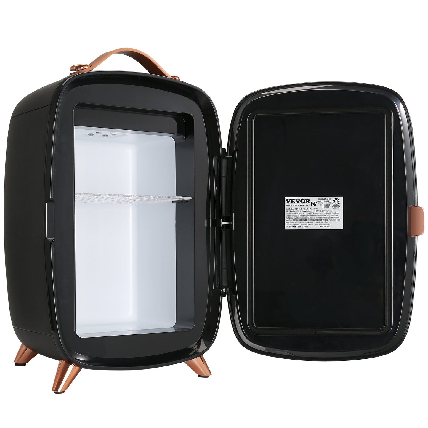 Mini Fridge, 6L/8 Cans Compact Personal Fridge, AC/DC Portable Thermoelectric Cooler and Warmer Refrigerator, Skincare Refrigerator for Drinks, Snacks, Home, Office and Car, CE Marked (Black)