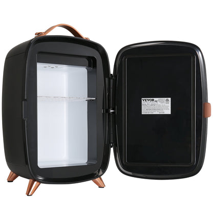 Mini Fridge, 6L/8 Cans Compact Personal Fridge, AC/DC Portable Thermoelectric Cooler and Warmer Refrigerator, Skincare Refrigerator for Drinks, Snacks, Home, Office and Car, CE Marked (Black)