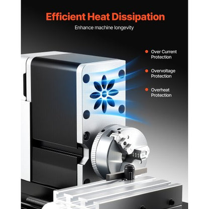 Mini Metal Lathe 2.76 x 5.12 inch Power Metal Lathe 20,000 RPM 36W | EU