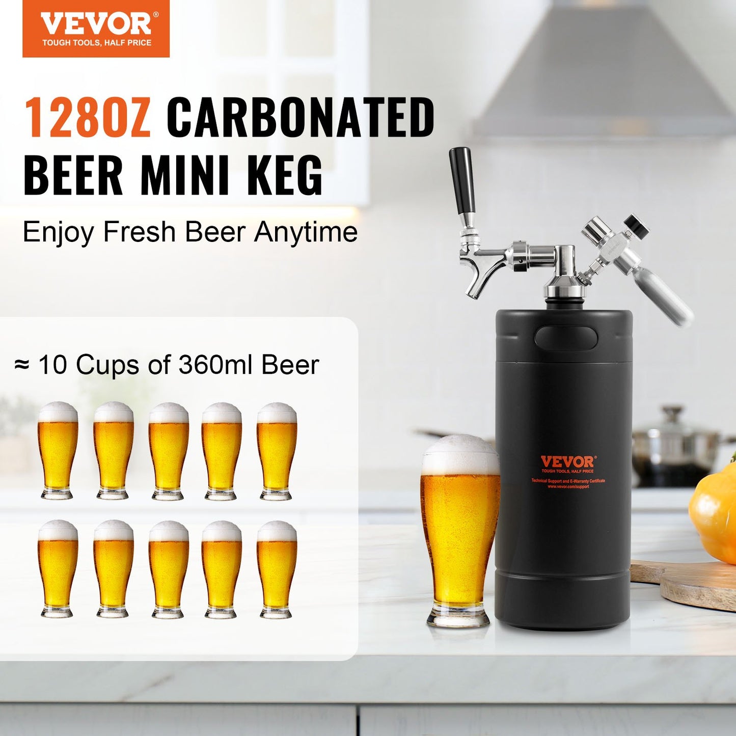Trycksatt Growler Mini ölfat Fatöl Growler Home 128Oz 4L Svart