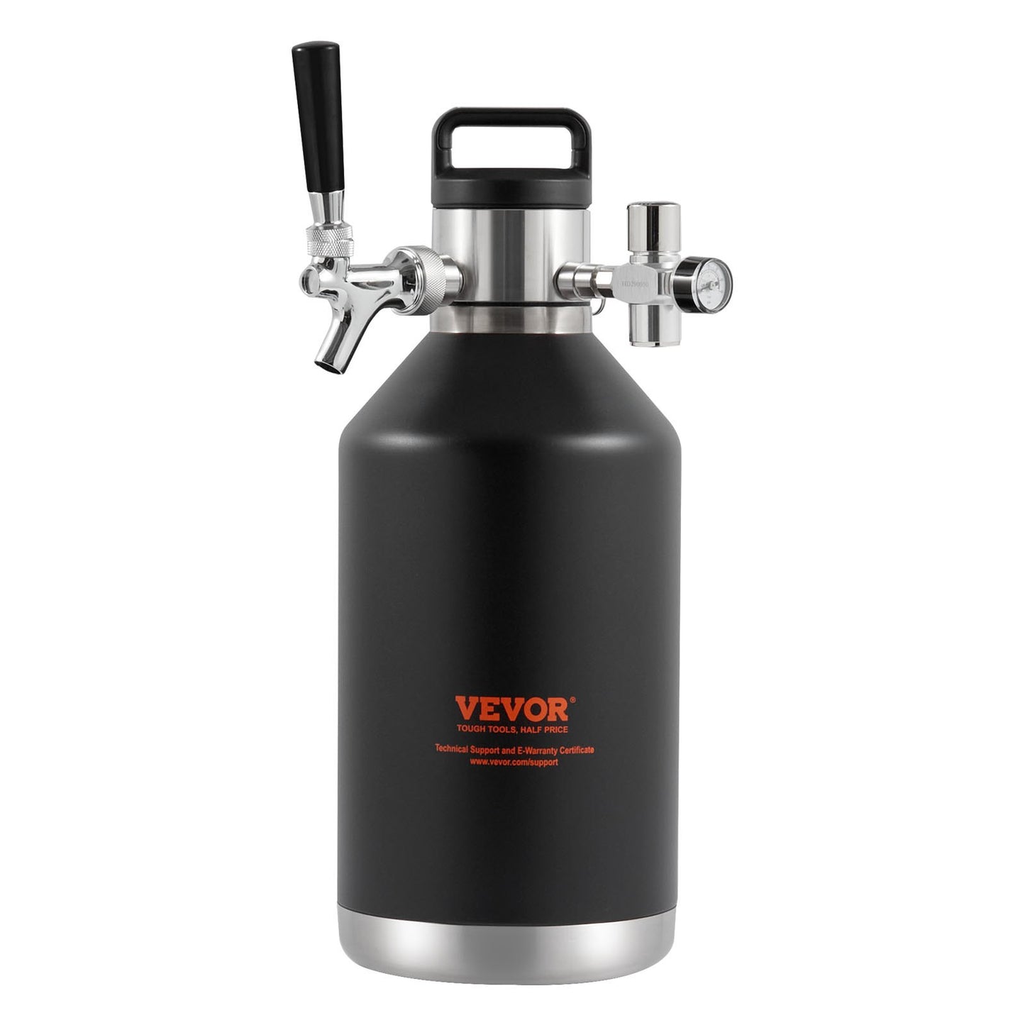 Beer Growler Kransystem, 128Oz 4L Mini fat, 304 rostfritt stål trycksatt ölgrowler, Keg Growler med tryckdisplay, CO2-regulatorkran, läcksäker ring för utkast, hembryggning, hantverksöl