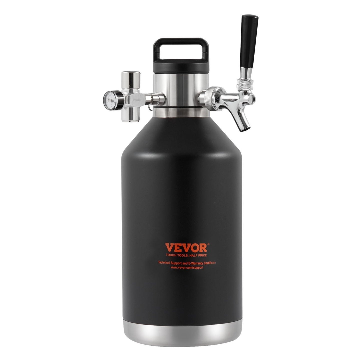 Beer Growler Kransystem, 128Oz 4L Mini fat, 304 rostfritt stål trycksatt ölgrowler, Keg Growler med tryckdisplay, CO2-regulatorkran, läcksäker ring för utkast, hembryggning, hantverksöl
