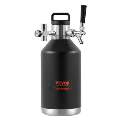 Beer Growler Kransystem, 128Oz 4L Mini fat, 304 rostfritt stål trycksatt ölgrowler, Keg Growler med tryckdisplay, CO2-regulatorkran, läcksäker ring för utkast, hembryggning, hantverksöl