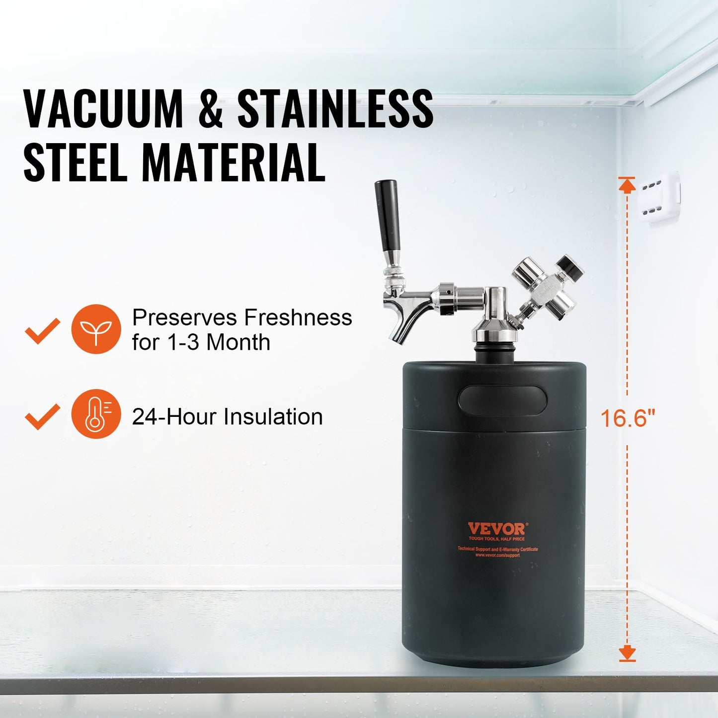 Pressurized Growler Mini Beer Keg Fat Beer Growler Home 170Oz 5L Black