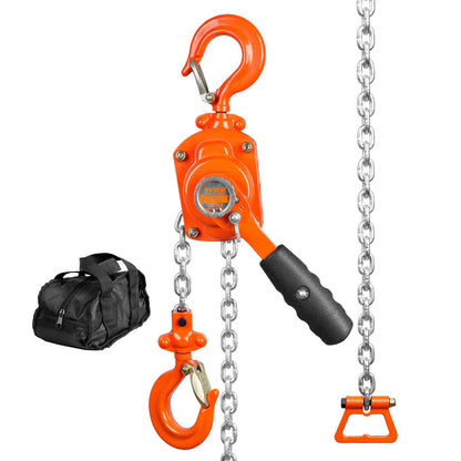 Manual Chain Hoist, 1/2 Ton 1100 lbs Capacity 10 FT Come Along, G80 Galvanized Carbon Steel with Weston Double-Lock Brake, Automatic Chain Guide and 360° Rotating Hook, for Garage Factory Dock