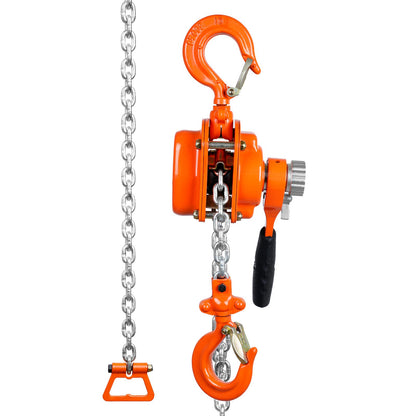 Manual Chain Hoist, 1/2 Ton 1100 lbs Capacity 10 FT Come Along, G80 Galvanized Carbon Steel with Weston Double-Lock Brake, Automatic Chain Guide and 360° Rotating Hook, for Garage Factory Dock