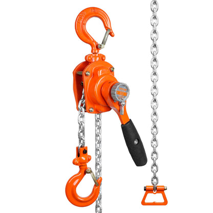 Manuell kedjetelfer, 1/2 ton 1100 lbs Kapacitet 5 FT Come Along, G80 galvaniserat kolstål med Weston dubbelspärrbroms, automatisk kedjeledning och 360° rotationskrok, för garagefabriksdocka
