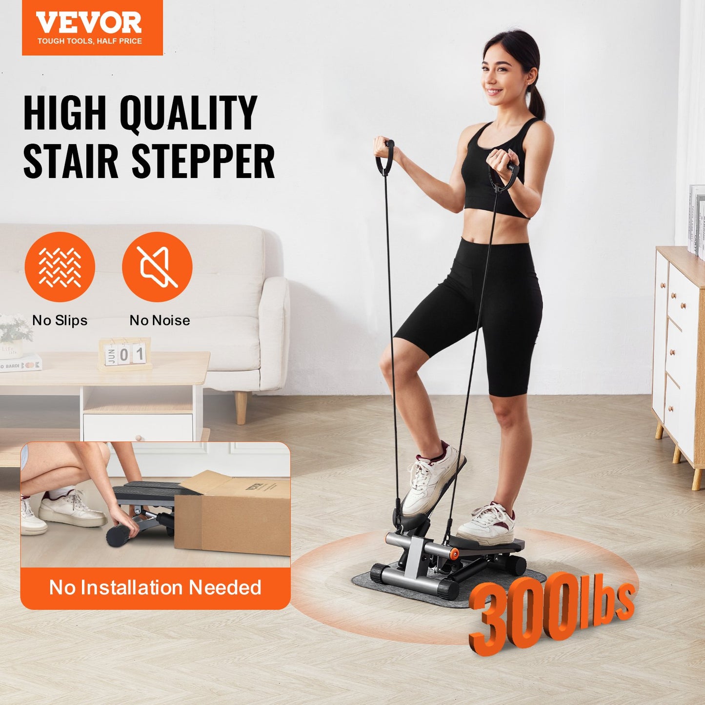Treppenstufen für das Heimtraining Mini-Stepper mit Widerstandsbändern