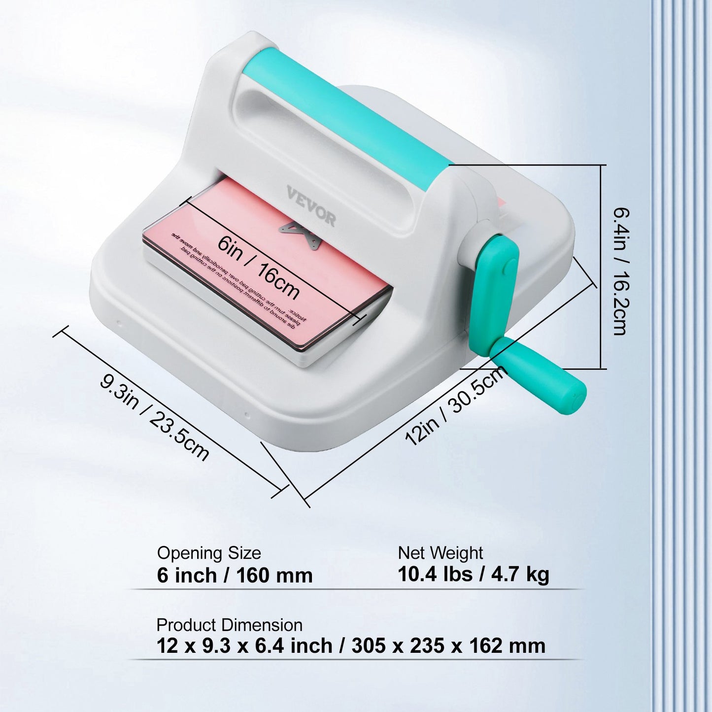 Manual Die Cutting & Embossing Machine, Portable Cut Machines, 6 inch Opening Scrapbooking Machine Full Kit Included, For Arts & Crafts, Scrapbooking, Card Making and Crafting, White