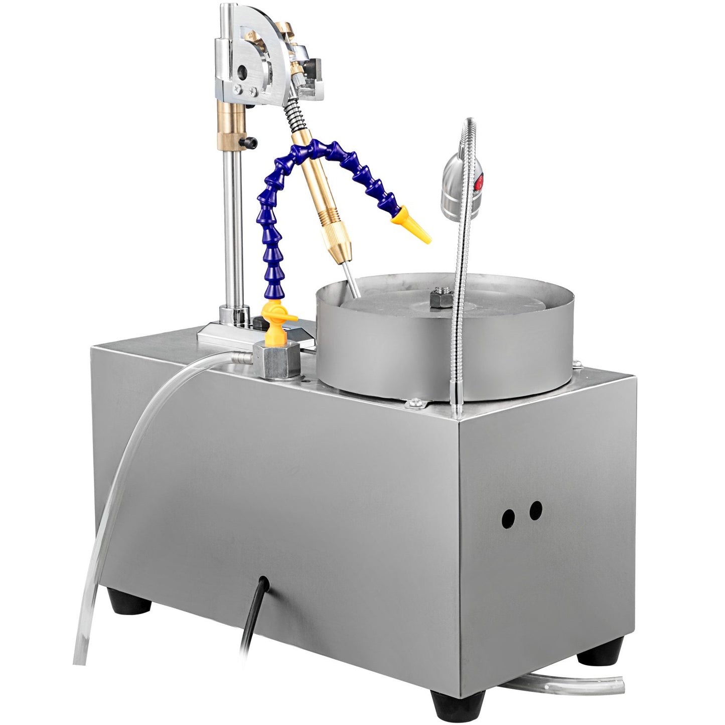 Gem Faceteringsmaskin 6-tums smyckespolerare Rock Polerare Gem Cut Machine Lapidary Grinder Polermaskin Lapidary Utrustning med vattenpump Mekaniskt handtag för Gem Jade Stone smycken