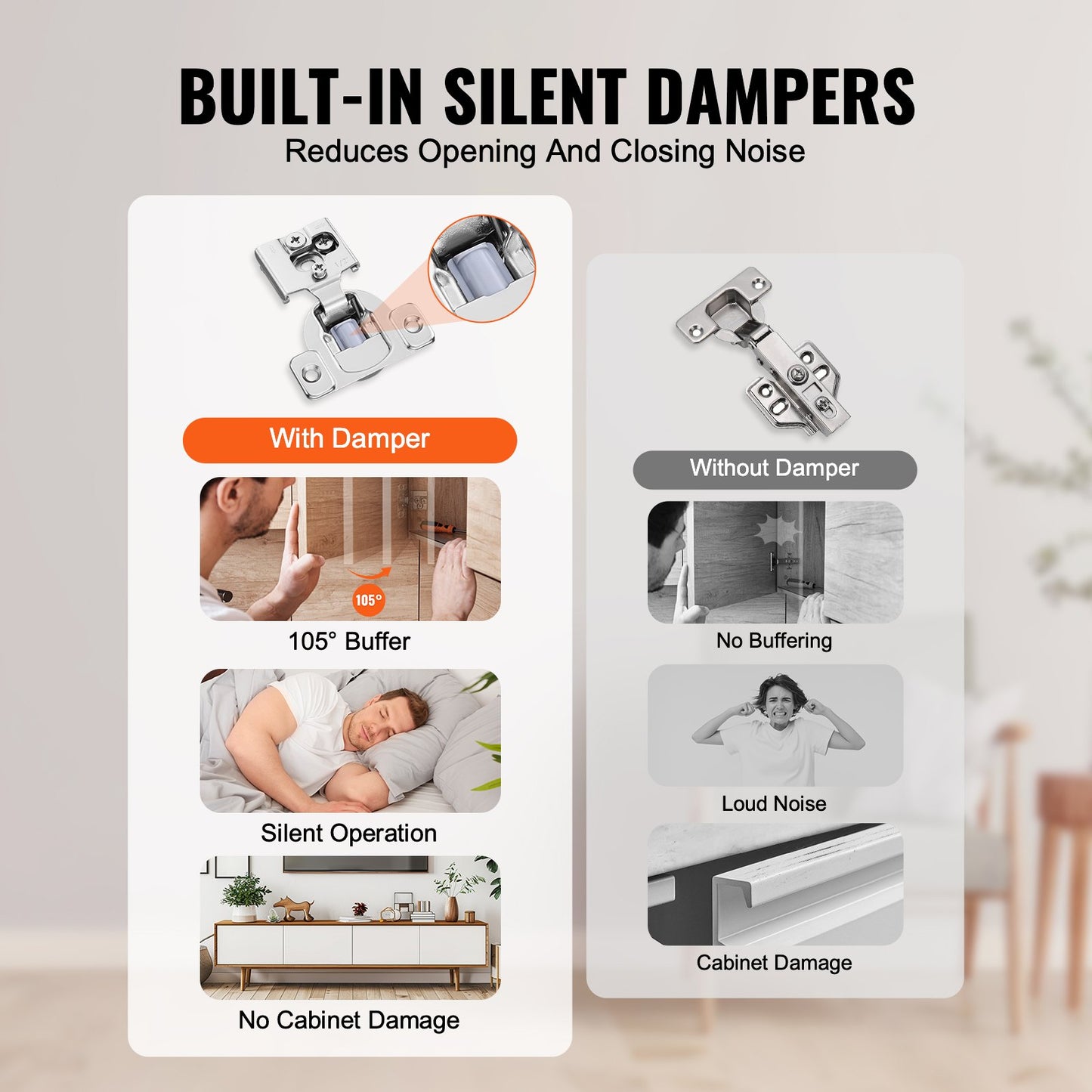 Cabinet Door Hinges 50-Pack Partial Overlay Soft Close for Frame Type