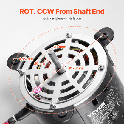 1/5HP Oven Fan Motor 220V 1.45A 1100RPM 3-speed 8μF/450V capacitor