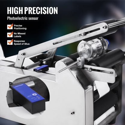 MT-50 halvautomatisk etiketteringsmaskin för rund flaska, justerbar etiketteringsmaskin 50 st/min etikettapplikator för flaskor 12-90 mm