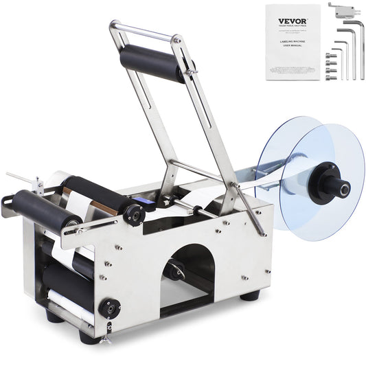 MT-50 halvautomatisk etiketteringsmaskin för rund flaska, justerbar etiketteringsmaskin 50 st/min etikettapplikator för flaskor 12-90 mm