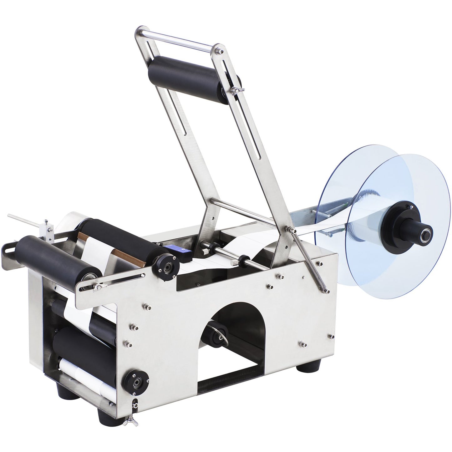 MT-50 halvautomatisk etiketteringsmaskin för rund flaska, justerbar etiketteringsmaskin 50 st/min etikettapplikator för flaskor 12-90 mm