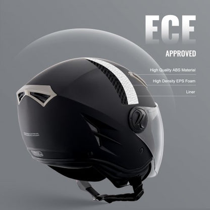 3/4 MOTORCYCLE HELMET Motorcycle Helmet, L Size 59-60cm, Helmet Made of ABS, ECE Approved, Comfortable Motocross Helmet, Suitable for Teenagers and Adults, Black | EU