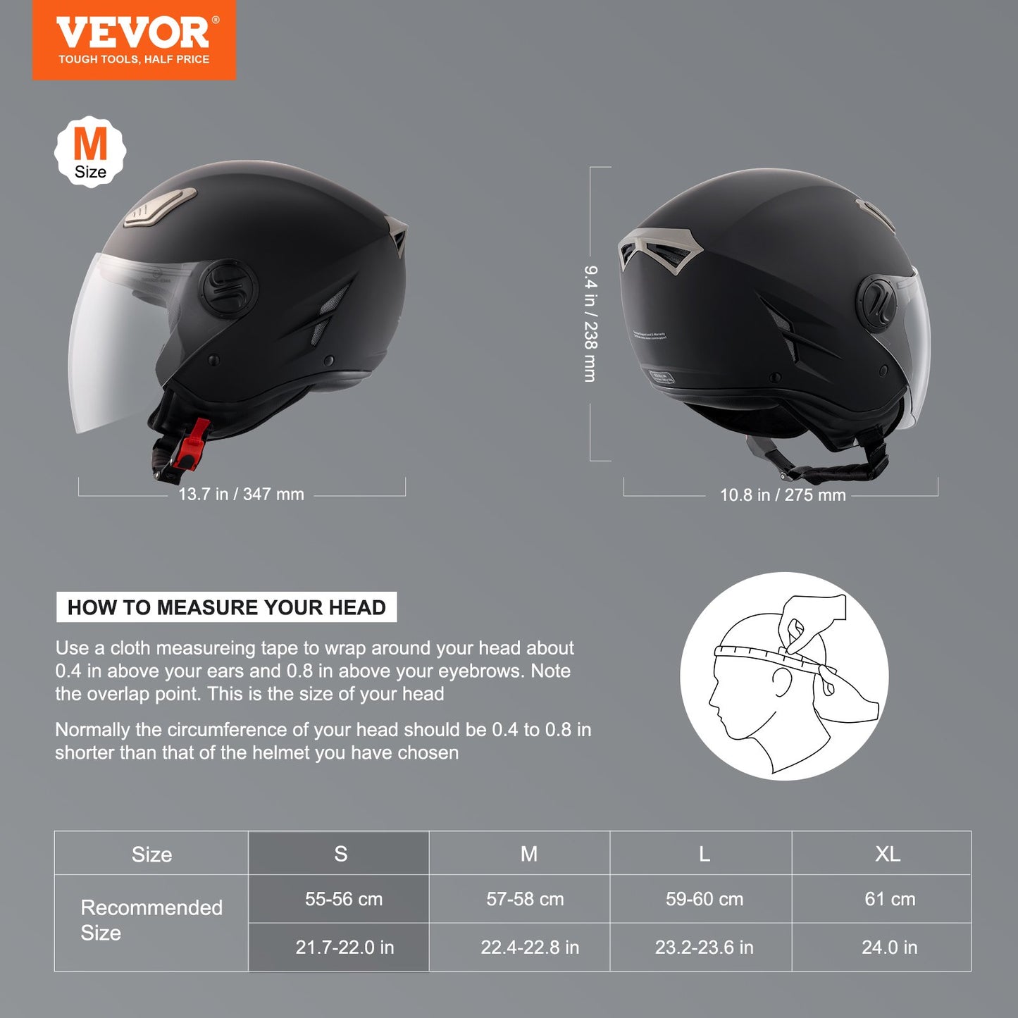 3/4-Face Motorcycle Helmet Motocross Helmet with Bluetooth Slot