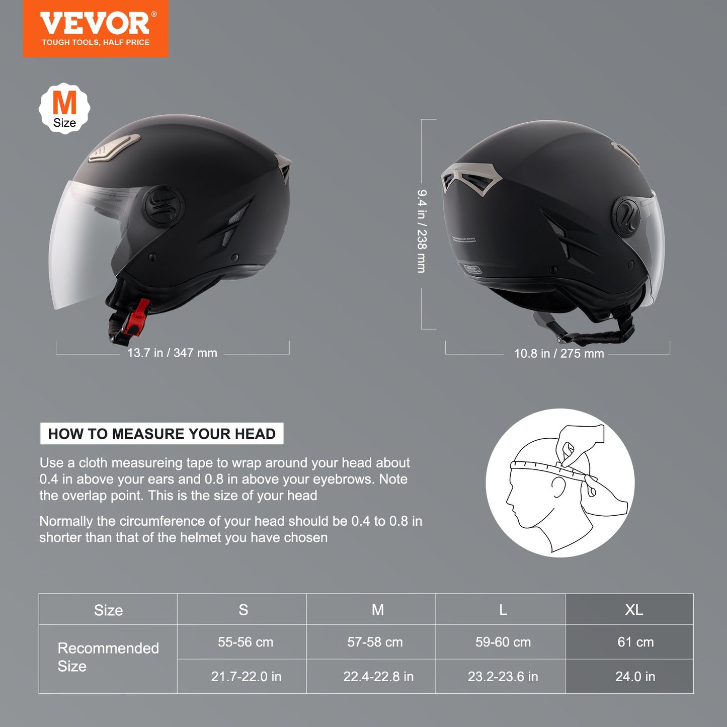 3/4-Face Motorcycle Helmet Motocross Helmet with Bluetooth Slot