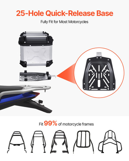 45L Motorcycle Top Case Universal Motorcycle Tail Box with leather lining