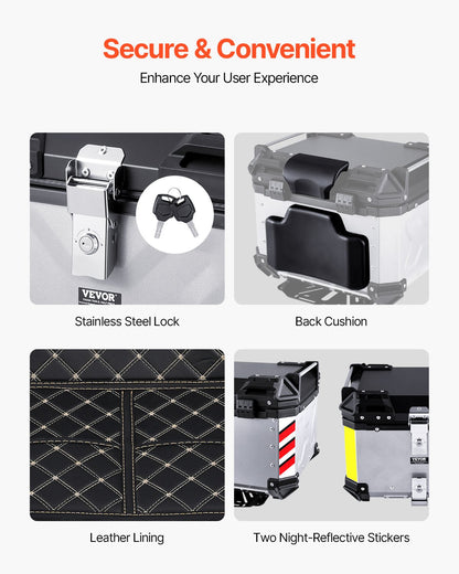 45L Motorcycle Top Case Universal Motorcycle Tail Box with leather lining