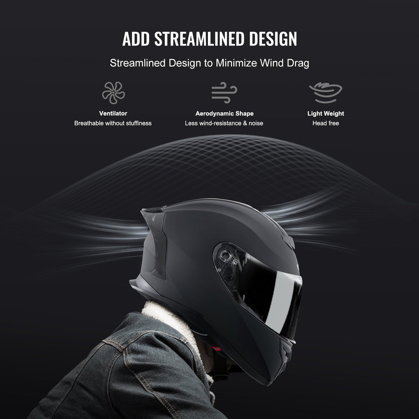 Full Face Motorcycle Helmet Motocross Helmet with Bluetooth Slot