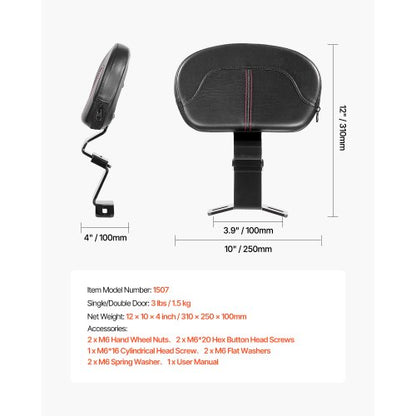Motorcykel Ryggstöd Sissy Bar för Harley-Davidson Touring 310mm |  EU