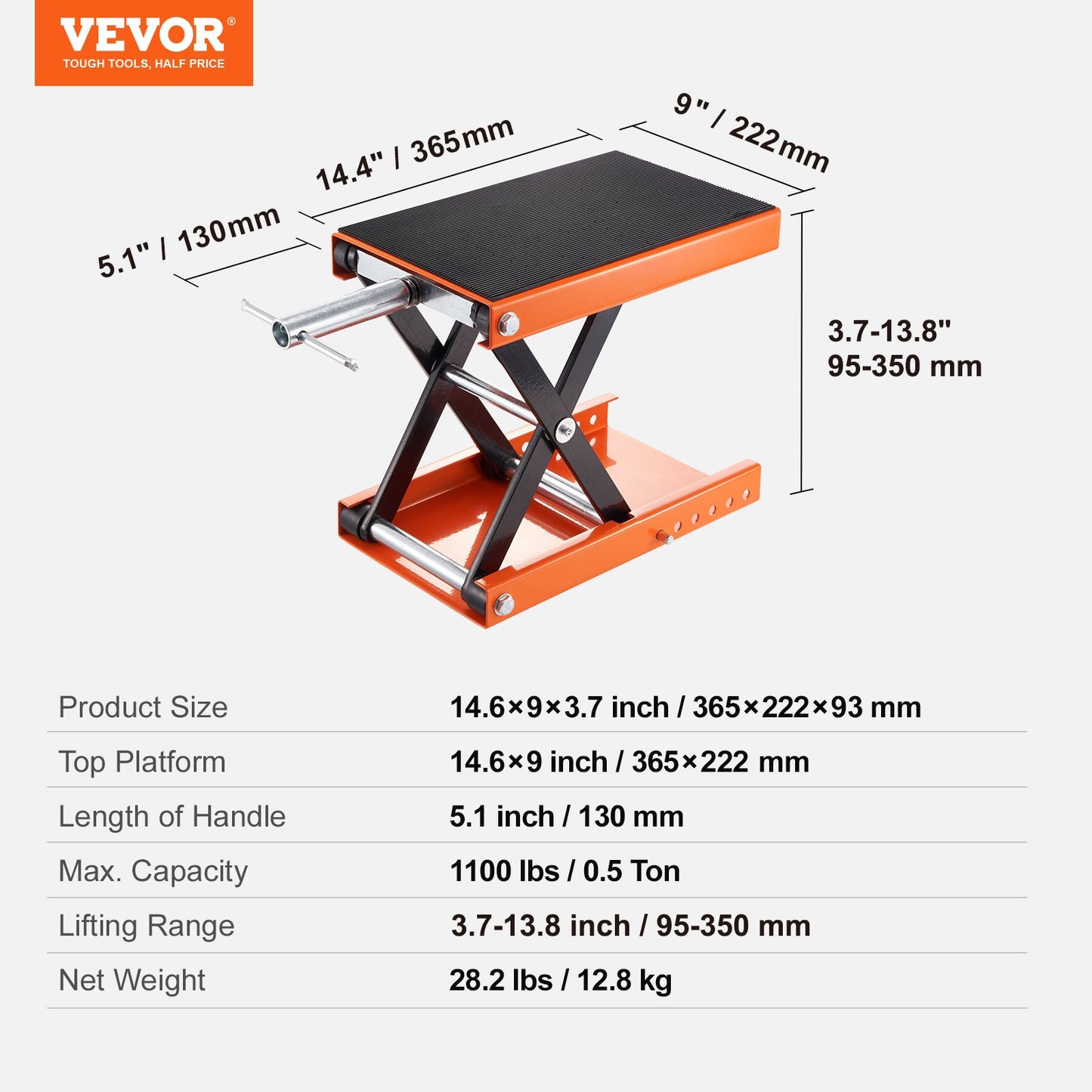Motorcycle Scissor Jack Lift 1100 lbs Wide Tire Lift Stand for ATVs Bicycle