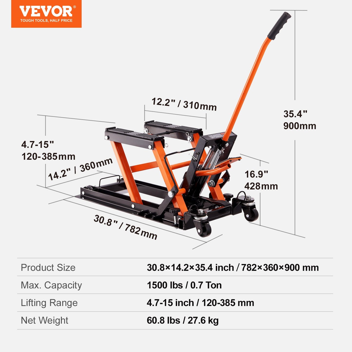Motorcykel Hydraulpump Jack 1500 LBS ATV Dirt Bike Stand