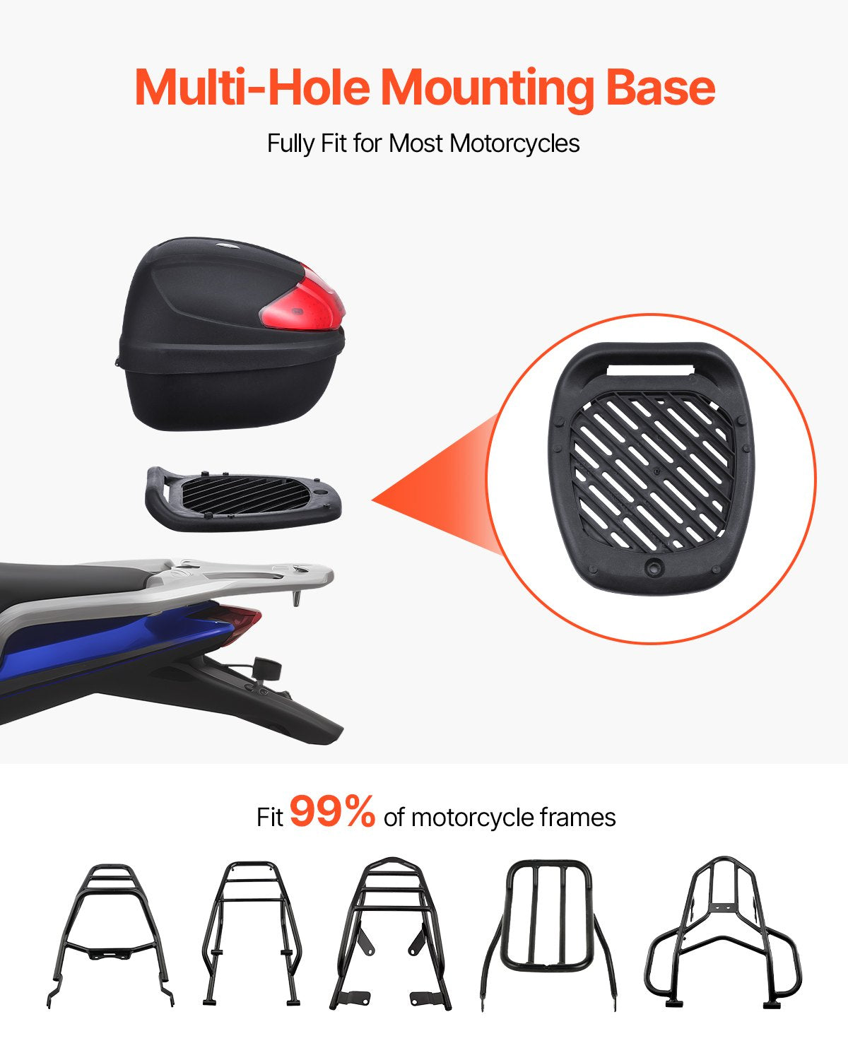 24L Motorcycle Top Case Universal Motorbike Tail with reflective panel
