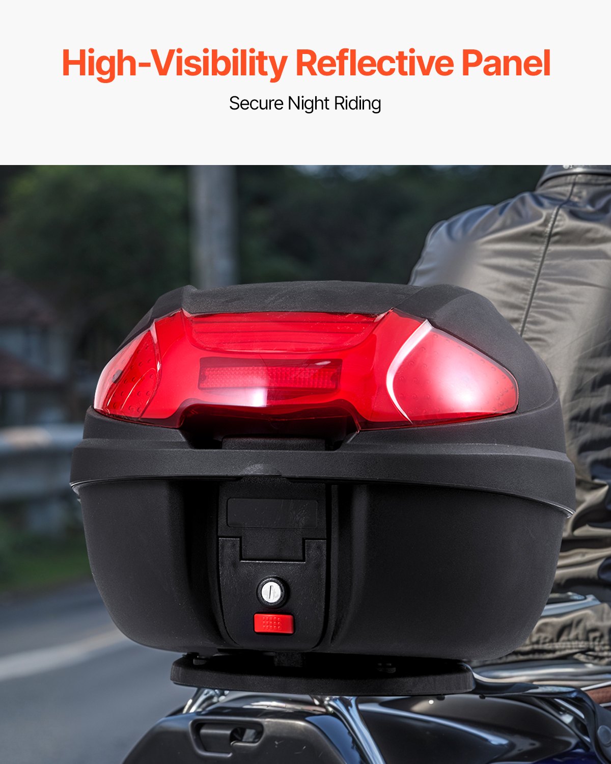38L Motorcycle Top Case Universal Motorbike Tail with reflective panel