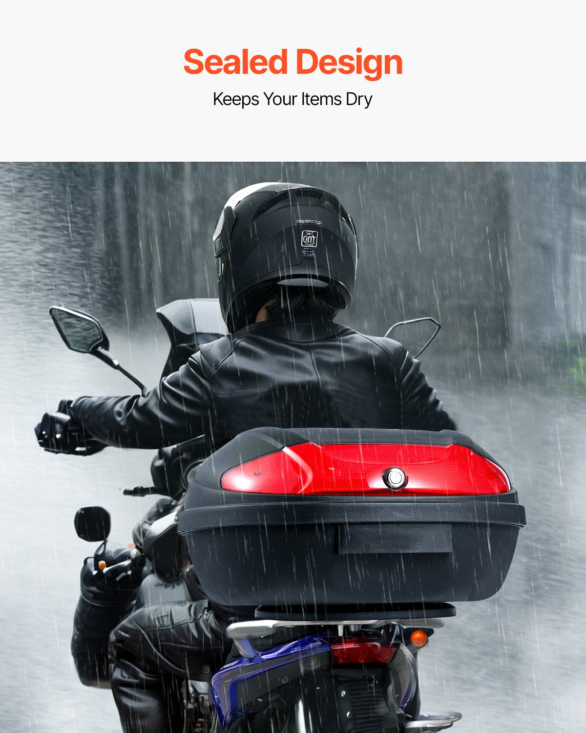 62L Motorcycle Top Case Universal Motorbike Tail with reflective panel