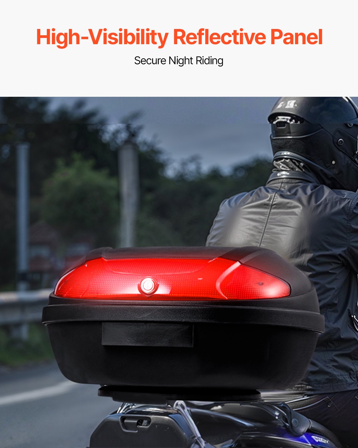 62L Motorcycle Top Case Universal Motorbike Tail with reflective panel