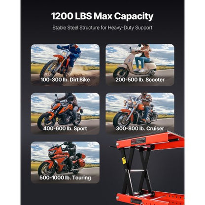 Motorcycle Scissor Lift Jack 1200lbs Wide Tire Motorcycle Lift Stand Crank | EU