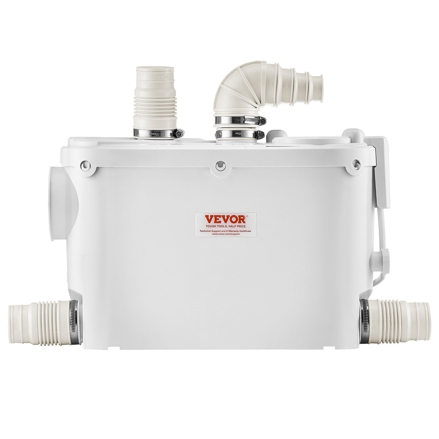 Maceratorpump, 500W, 6600 L/h flöde, 26,2 fot/8 m huvud, Macerator avloppspump med 3 vattenintag för toalett, källare, kök, handfat, dusch, badkar.