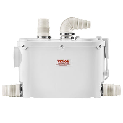 Maceratorpump, 500W, 6600 L/h flöde, 26,2 fot/8 m huvud, Macerator avloppspump med 3 vattenintag för toalett, källare, kök, handfat, dusch, badkar.