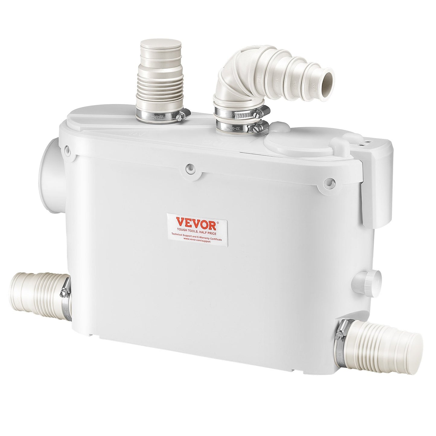 Maceratorpump, 500W, 6600 L/h flöde, 26,2 fot/8 m huvud, Macerator avloppspump med 3 vattenintag för toalett, källare, kök, handfat, dusch, badkar.
