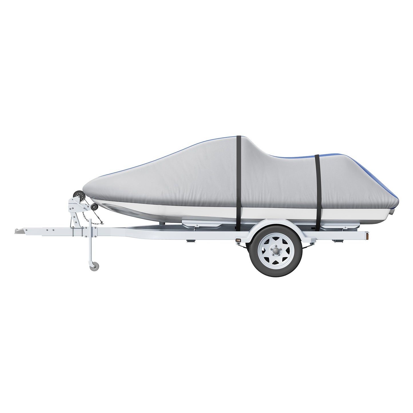 Jet Ski Cover, 3200-3420 mm Towable Waterproof PWC Cover, Heavy Duty 600D Marine PU Oxford Fabric, UV Resistant Seadoo Cover with Straps, Protection for Jet Ski, Gray+Blue