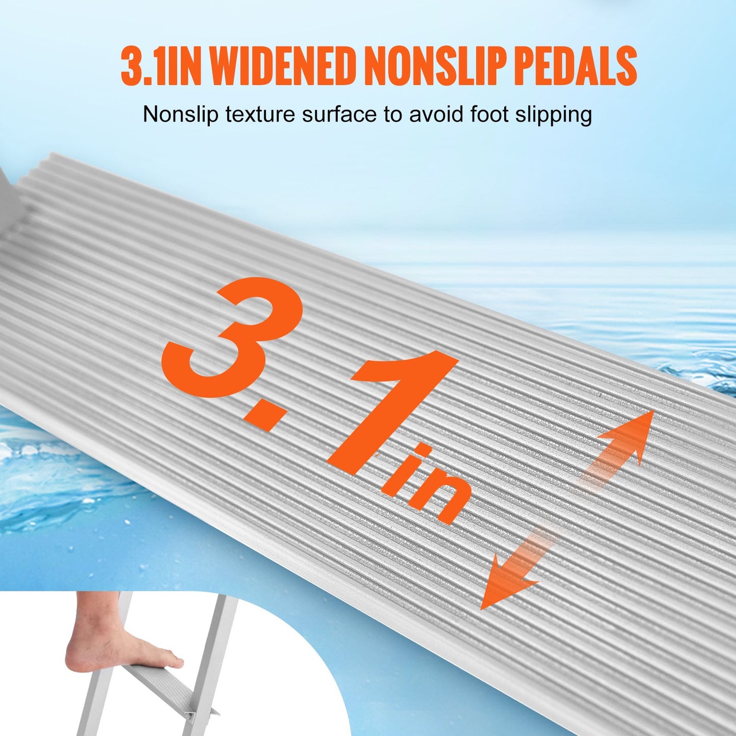 Dockleiter, abnehmbare 4 Stufen, 227 kg Tragkraft, Ponton-Bootsleiter aus Aluminiumlegierung mit 8 cm breiten Stufen und rutschfester Gummimatte, einfach zu installieren für das Einsteigen in Boote/Seen/Pools/Meere